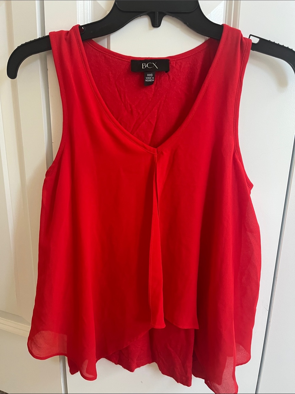 BCX Red Sleeveless V-Neck Layered Camisole